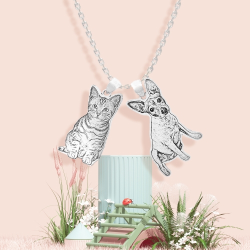 Charms with Multiple Pendant Necklace (2 Pendants)( 925 Sterling Silver)