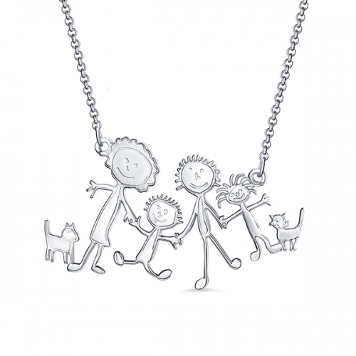 Children Artwork Necklace 925 Sterling Silver