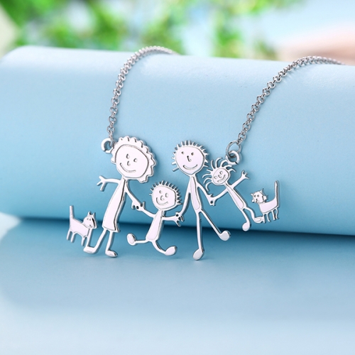 Children Artwork Necklace 925 Sterling Silver