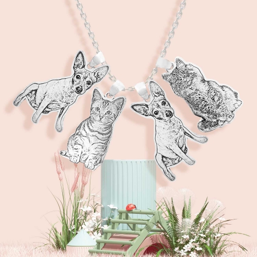 Charms with Multiple Pendant Necklace(4 Pendants)(925 Sterling Silver)