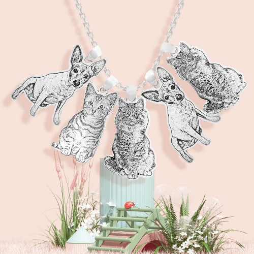 Charms with Multiple Pendant Necklace(5 Pendants)(925 Sterling Silver)