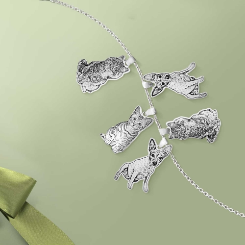 Charms with Multiple Pendant Necklace(5 Pendants)(925 Sterling Silver)