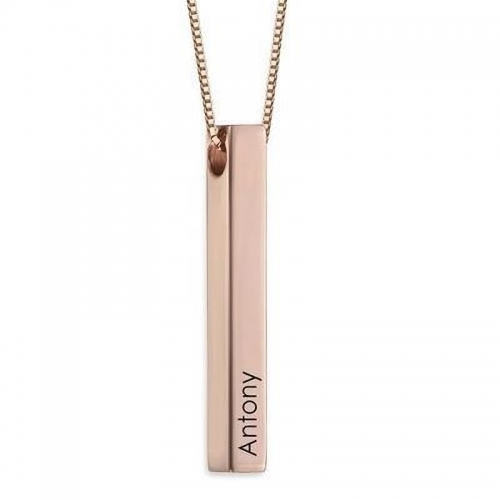 Personalized 3D Bar Name Necklace(Copper)(Rose Gold Color)