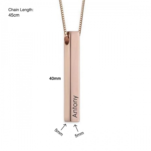 Personalized 3D Bar Name Necklace(Copper)(Rose Gold Color)