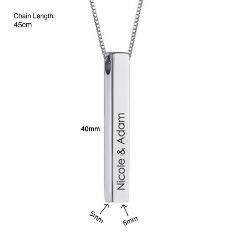Personalized 3D Bar Name Necklace(Copper)(Silver Color)
