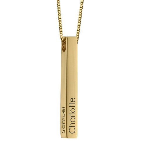 Personalized 3D Bar Name Necklace(Copper)(Gold Color)