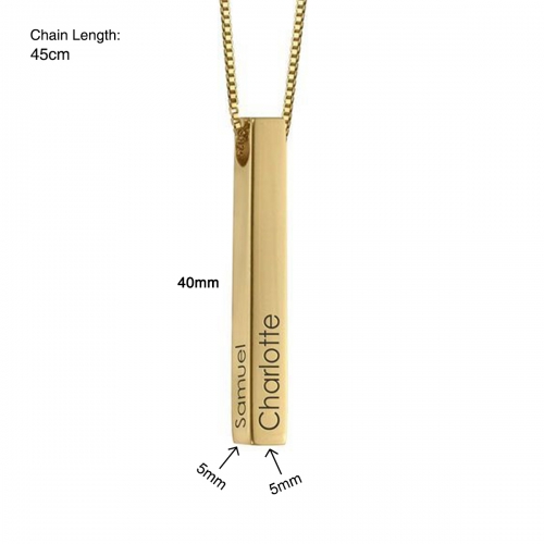 Personalized 3D Bar Name Necklace(Copper)(Gold Color)