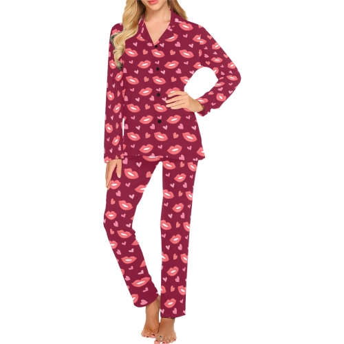 Women's Long Sleeve Pajama Set(Model Sets 02)