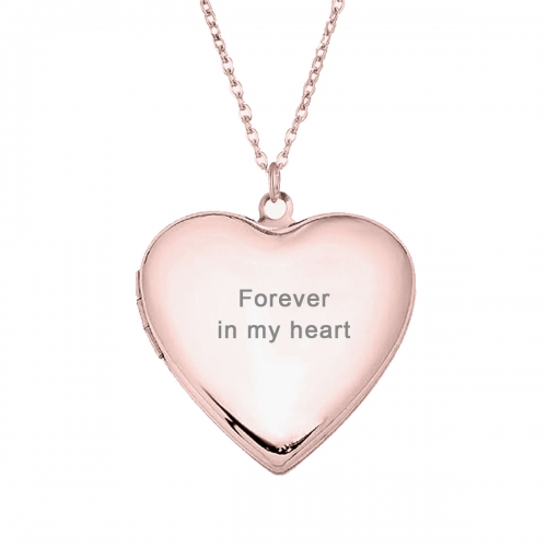 Personalized Heart Photo Locket Necklace Rose Gold Plated