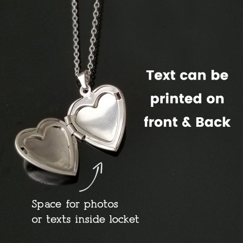 Personalized Heart Photo Locket Necklace Silver