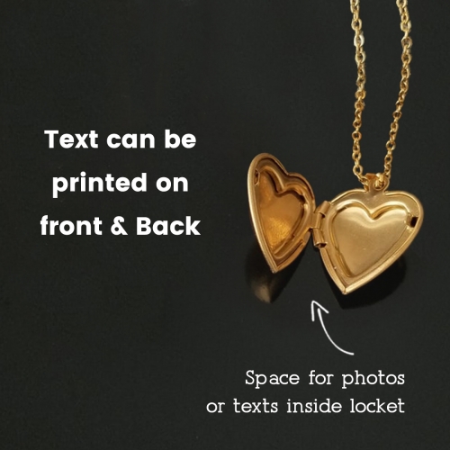 Personalized Heart Photo Locket Necklace Gold Color