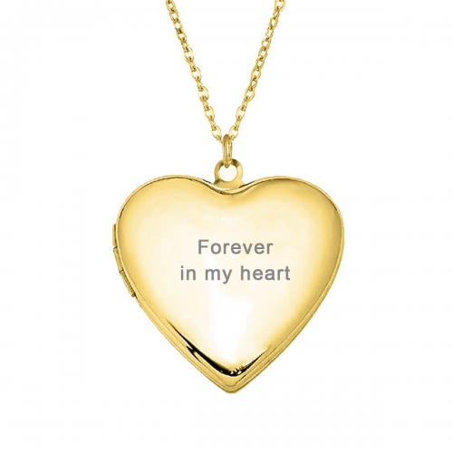 Personalized Heart Photo Locket Necklace Gold Color