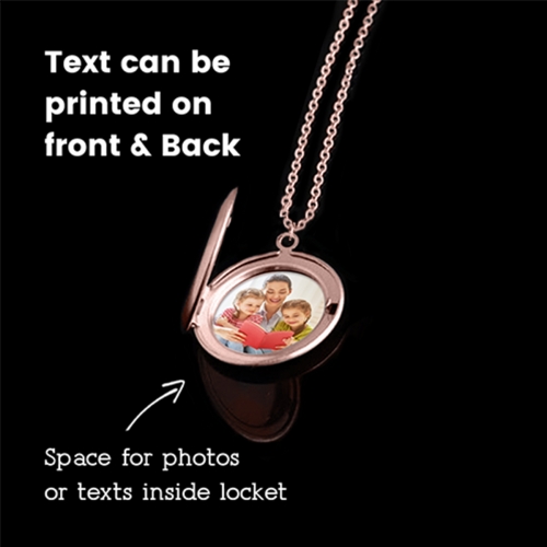 Personalized Round Photo Locket Necklace Rose Gold 