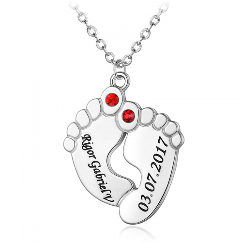 Personalized Baby Feet Name Necklace