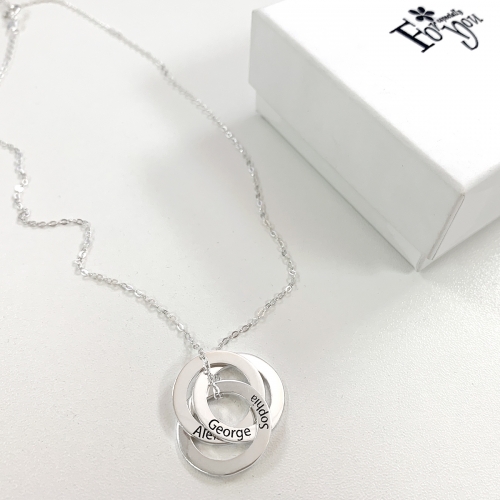 Personalized Silver Circle Name Necklace(3 Names)