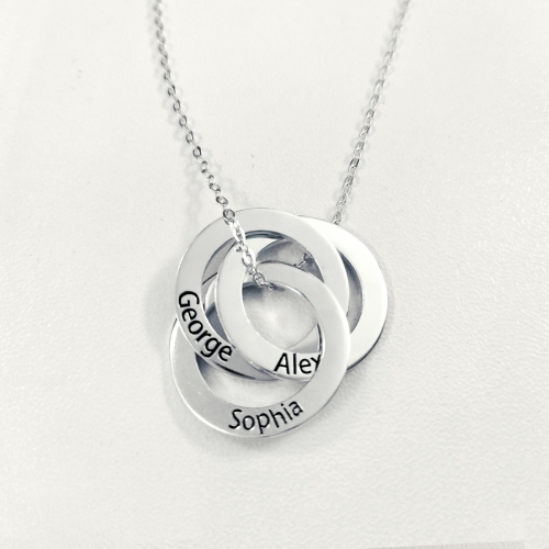 Personalized Silver Circle Name Necklace(3 Names)