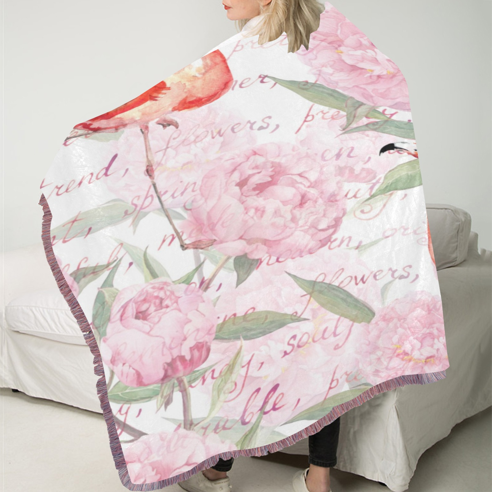 UltraSoft Mixed Pink Fringe Blanket 60"x80"