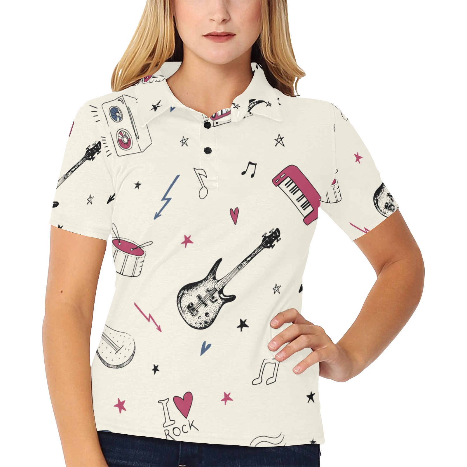 Custom Women's All Over Print Polo ShirtDesign Your Own InterestPrint