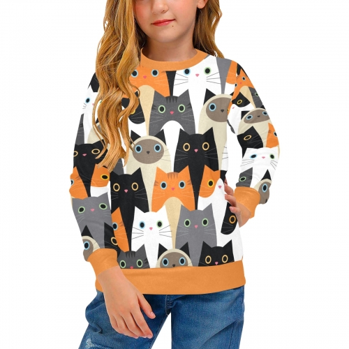 Girl's All Over Print Crew Neck Sweater(ModelH49)