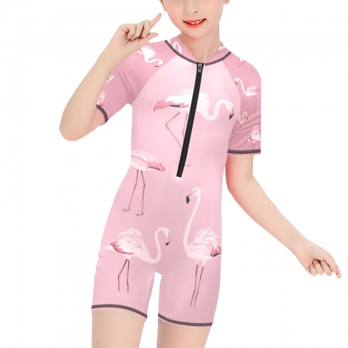 Girls' Short-Sleeve One-Piece Swimsuit (ModelS19)