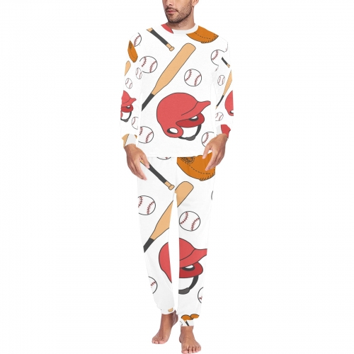 Men's All Over Print Pajama Set with Custom Collar, Cuff and Trouser Opening (ModelSets 07)