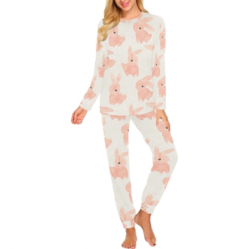 Women's All Over Print Pajama Set with Custom Collar and Trouser Opening (ModelSets 07)