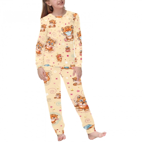 Kid's All Over Print Pajama Set with Custom Collar, Cuff and Trouser Opening (ModelSets 07)
