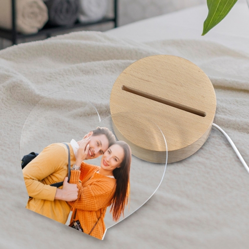 Heart-Shaped Acrylic Photo Panel with Light Base