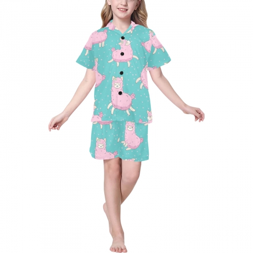 Big Girls' V-Neck Short Pajama Set (ModelSets 11)