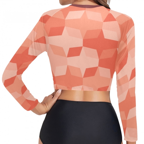 All-Over Print Long Sleeve Crop Top(Model S27)