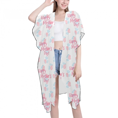Mid-Length Side Slits Chiffon Cover Up (Model H50)
