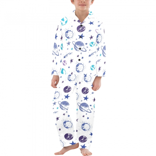Big Boys' V-Neck Long Pajama Set (Model Sets 02)