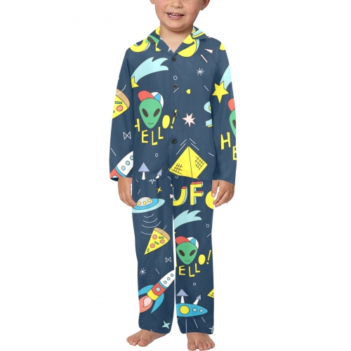 Little Boys' V-Neck Long Pajama Set (Model Sets 02)