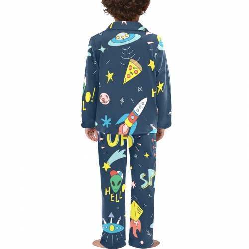 Little Boys' V-Neck Long Pajama Set (Model Sets 02)