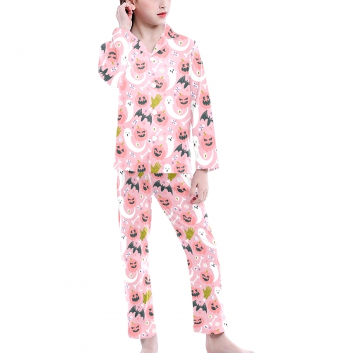 Big Girls' V-Neck Long Pajama Set (Model Sets 02)