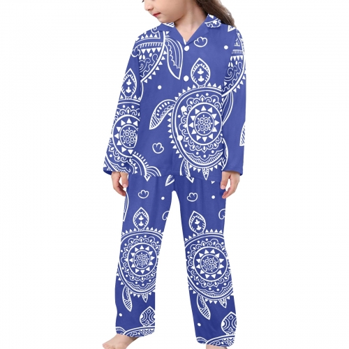 Little Girls' V-Neck Long Pajama Set (Model Sets 02)