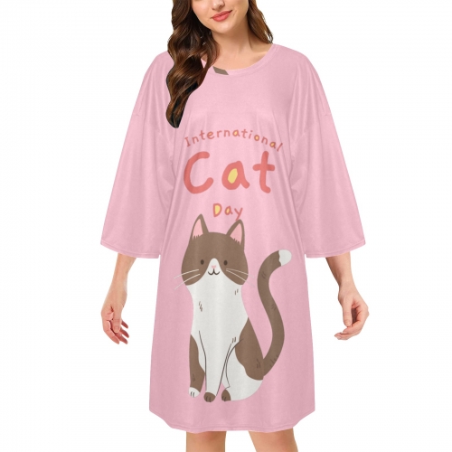 thumbnail image 2 of Oversized Sleep Tee For Women - Loose Nightgown With Pockets, Soft Viscose Blend For Spring & Summer 2 of 8