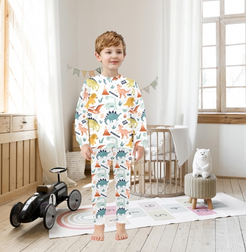 Little Boys' Crew Neck Long Pajama Set (Model Sets 18)