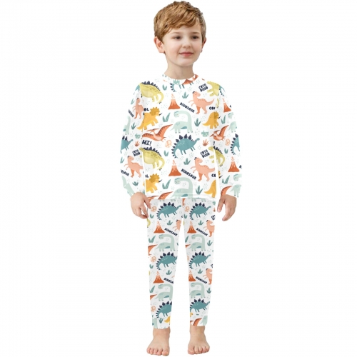 Little Boys' Crew Neck Long Pajama Set (Model Sets 18)