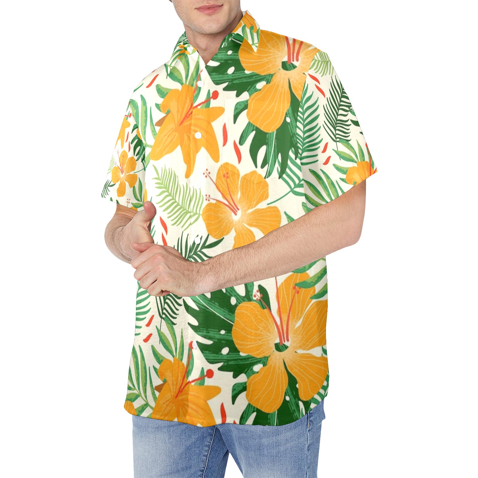 CAMPIA MODA Men's Hawaiian Shirt Button Short Sleeves