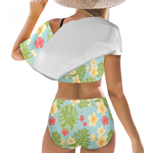 Women's Ruffle Off Shoulder Bikini Swimsuit (Model S45)