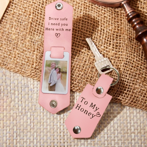 Custom PU Leather Keychain(Pink)