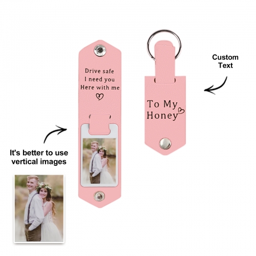 Custom PU Leather Keychain(Pink)