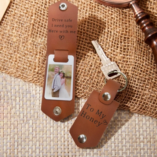 Custom PU Leather Keychain(Brown)
