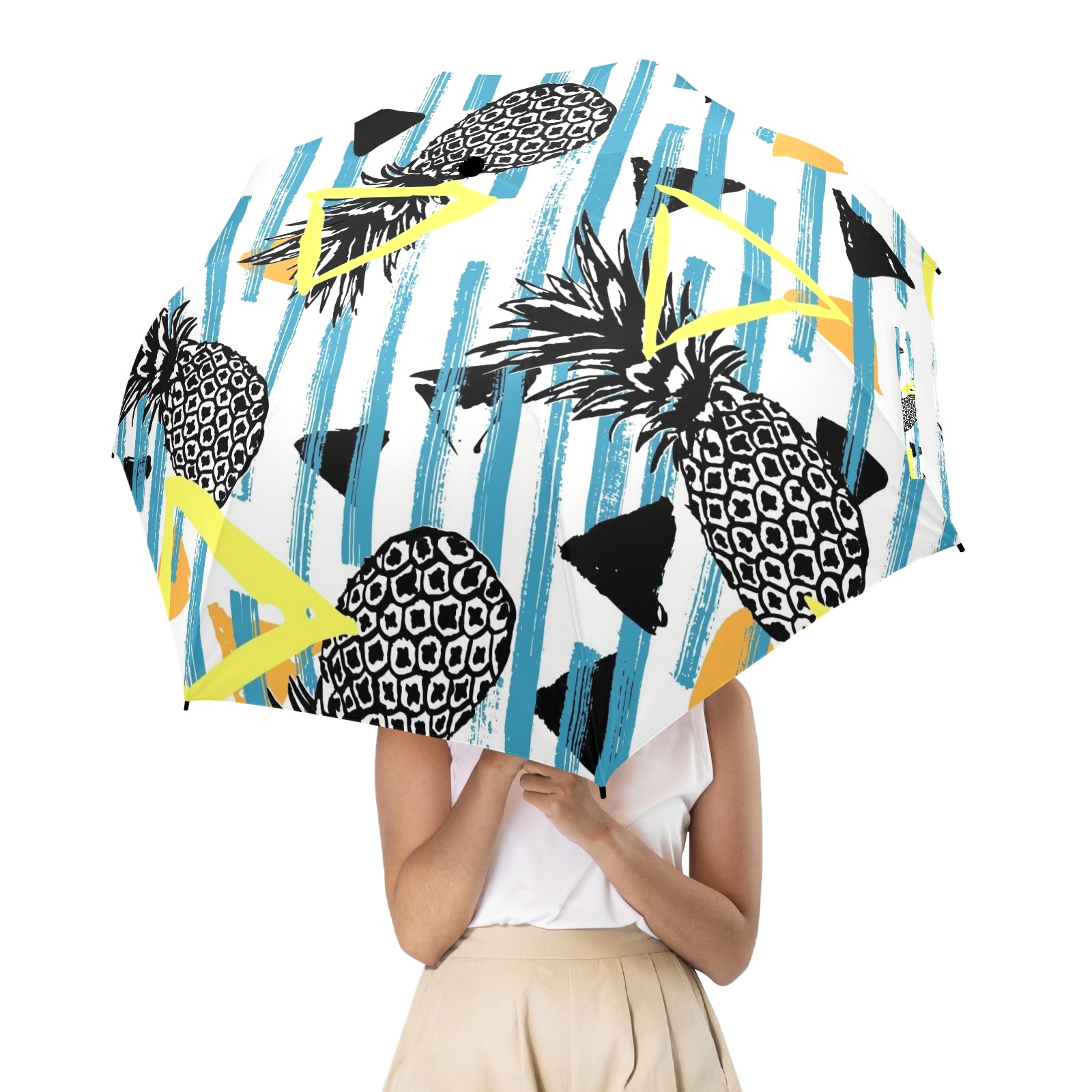 Trumpet Pattern Print Automatic Foldable Umbrella