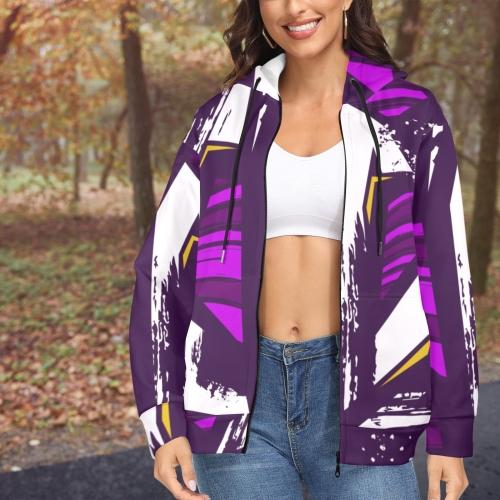 Women's Fleece Full-Zip Hoodie (Model H60)