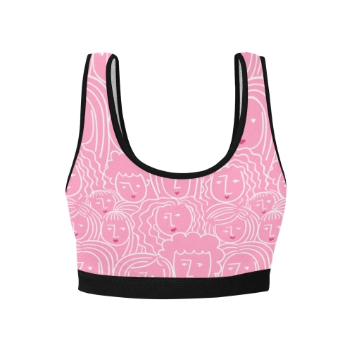 Women's All Over Print Sports Bra with Chest Pad (Model T52)