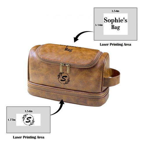 Fawn Brown PU Toiletry Bag (Two Sided Custom)
