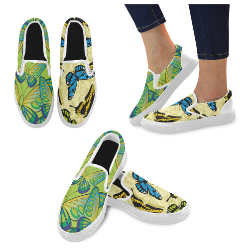 Custom Slip-on Canvas Women's Shoes (Two Shoes With Different Printing ...