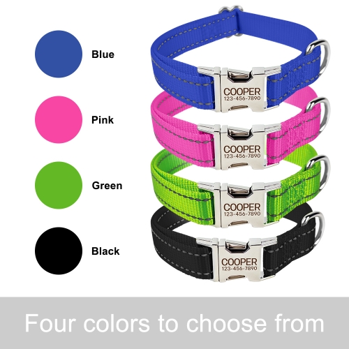 Laser Engraved Metal Buckle Pet Collar（Pack of 3）(Made in USA)